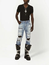 RIPPED-DETAIL STRAIGHT-LEG JEANS