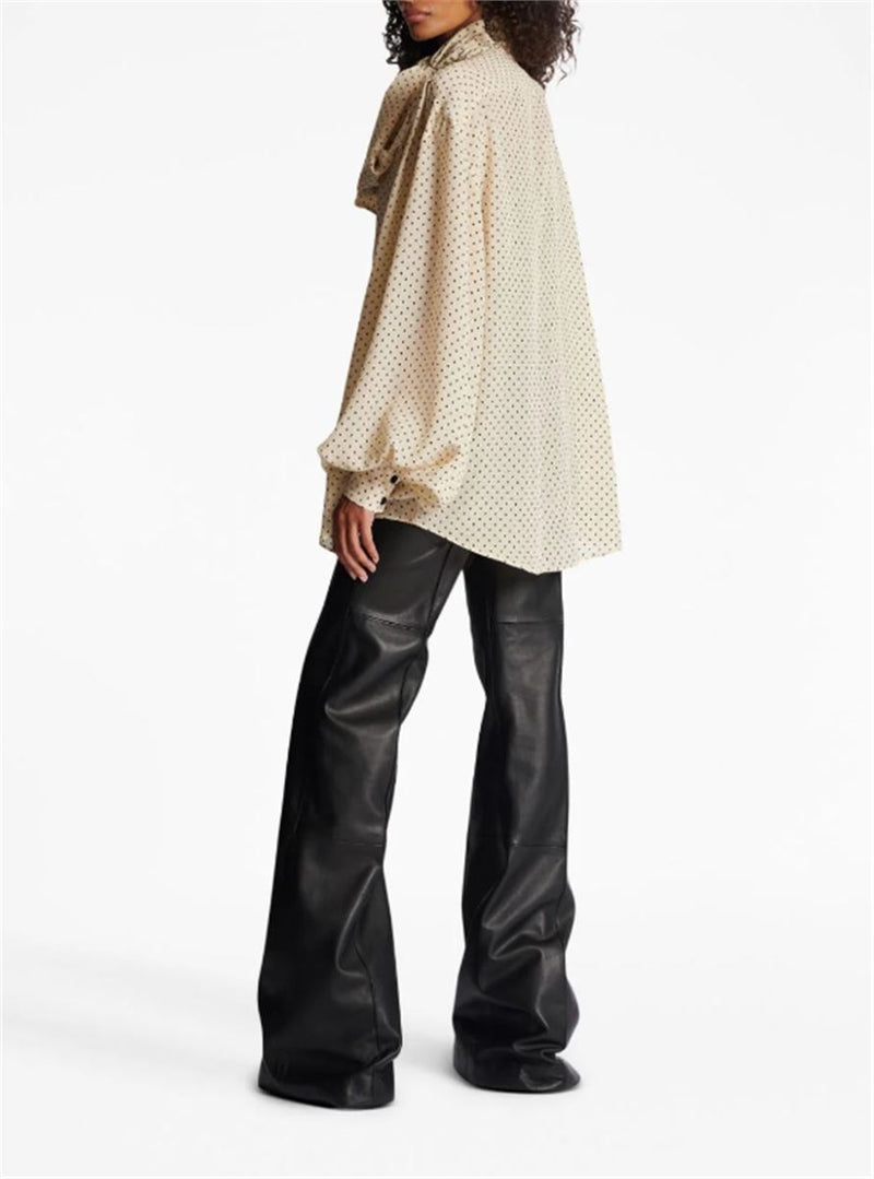 PRINTED PUSSY BOW SILK BLOUSE