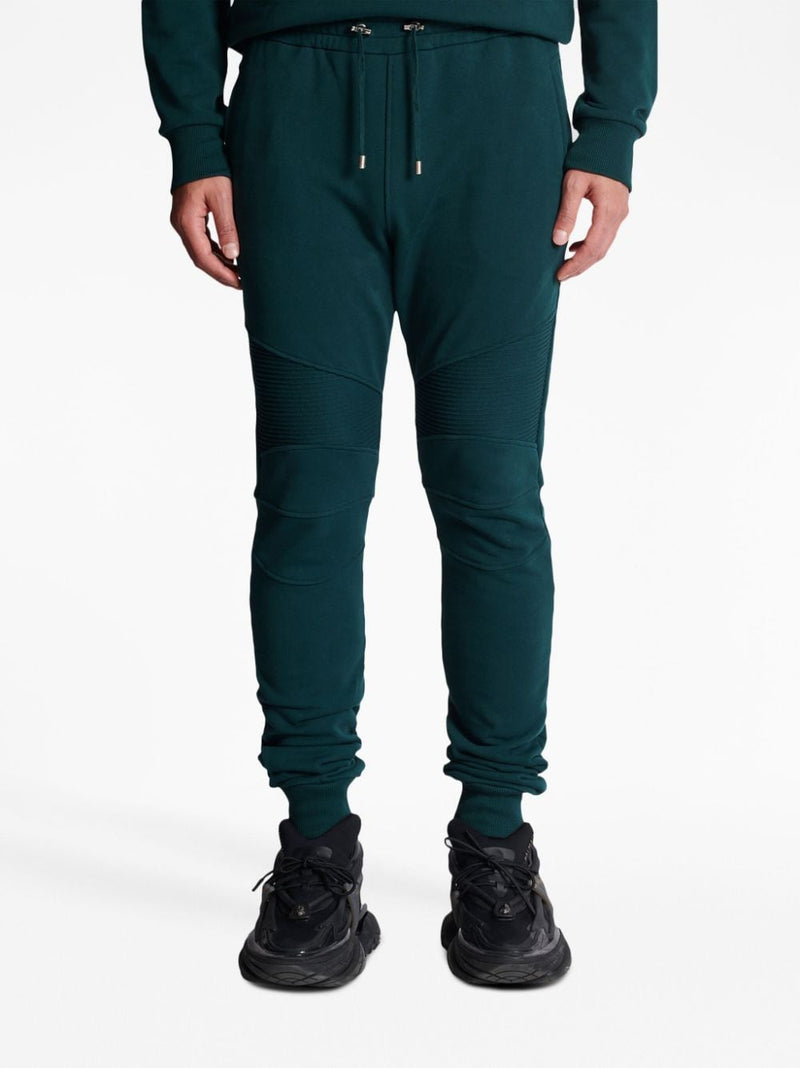 RIBBED-DETAIL DRAWSTRING TRACK PANTS