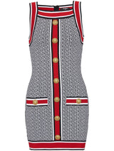 BUTTON-EMBELLISHED MONOGRAM MINIDRESS