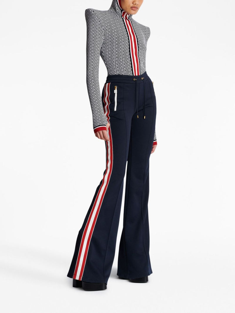 STRIPE-DETAIL FLARED TROUSERS