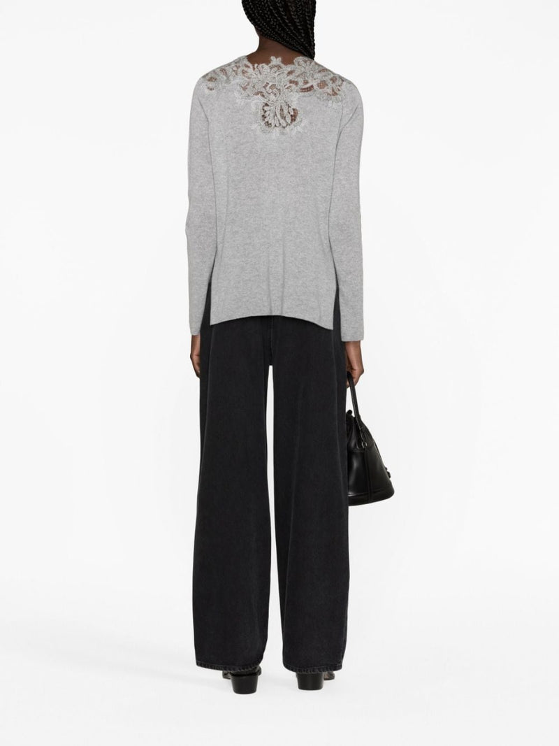 CORDED-LACE CASHMERE KNITTED TOP