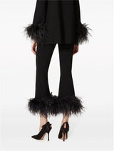 FEATHER-TRIM FLARED TROUSERS