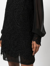 FLORAL-LACE HIGH-NECK MINIDRESS