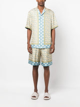 VERSACE ALLOVER-PRINT SILK SHORTS