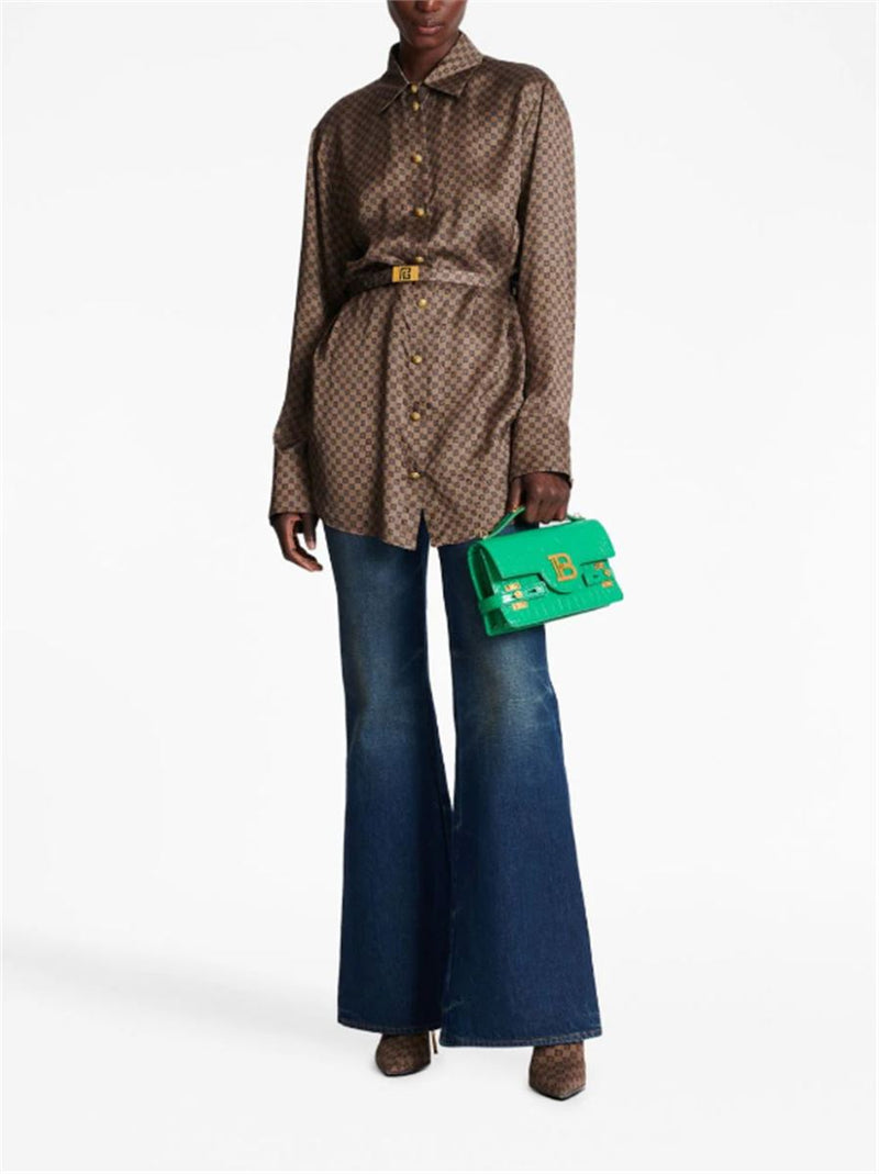 MINI MONOGRAM-PRINT SILK SHIRT