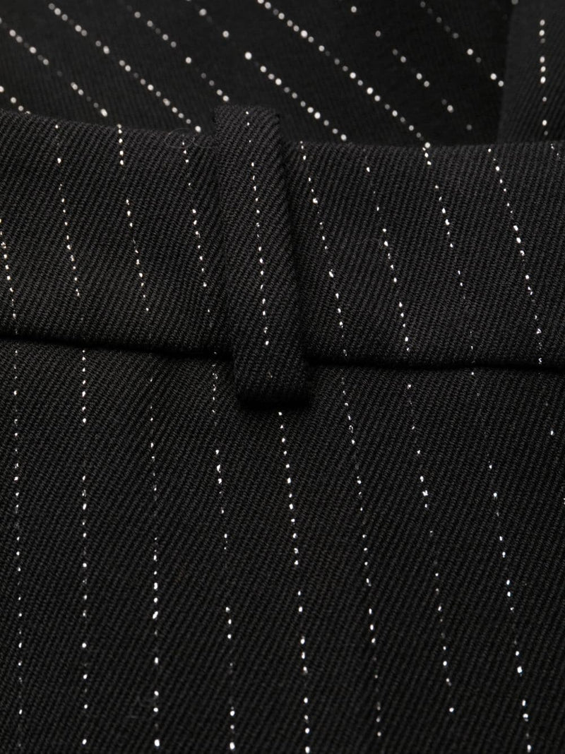 STRIPED WOOL-BLEND FLARED TROUSERS