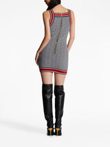 BUTTON-EMBELLISHED MONOGRAM MINIDRESS