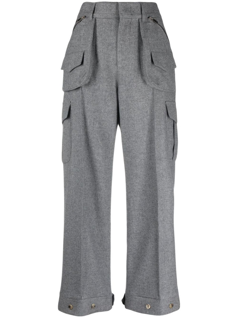 STRAIGHT-LEG WOOL CARGO TROUSERS