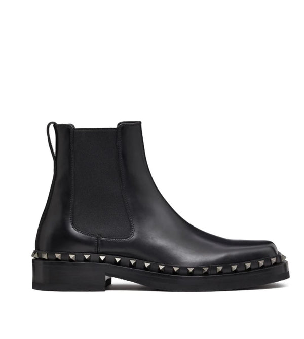 M-WAY ROCKSTUD LEATHER ANKLE BOOTS