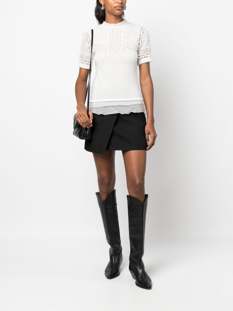 FLORAL-LACE SHORT-SLEEVE JUMPER