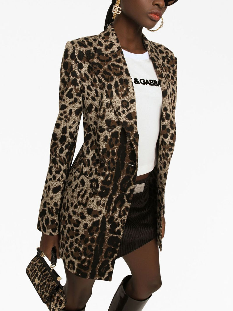 LEOPARD-PRINT DOUBLE-BREASTED BLAZER