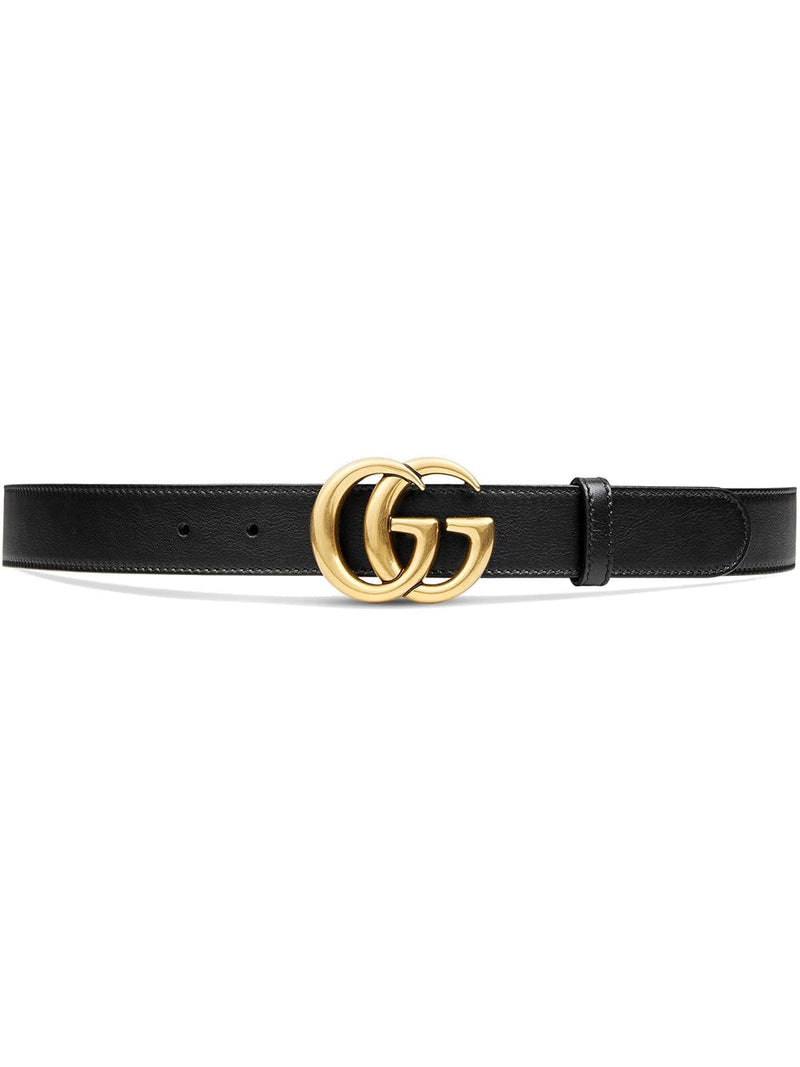 LEATHER BELT WITH DOUBLE G BUCKLE
