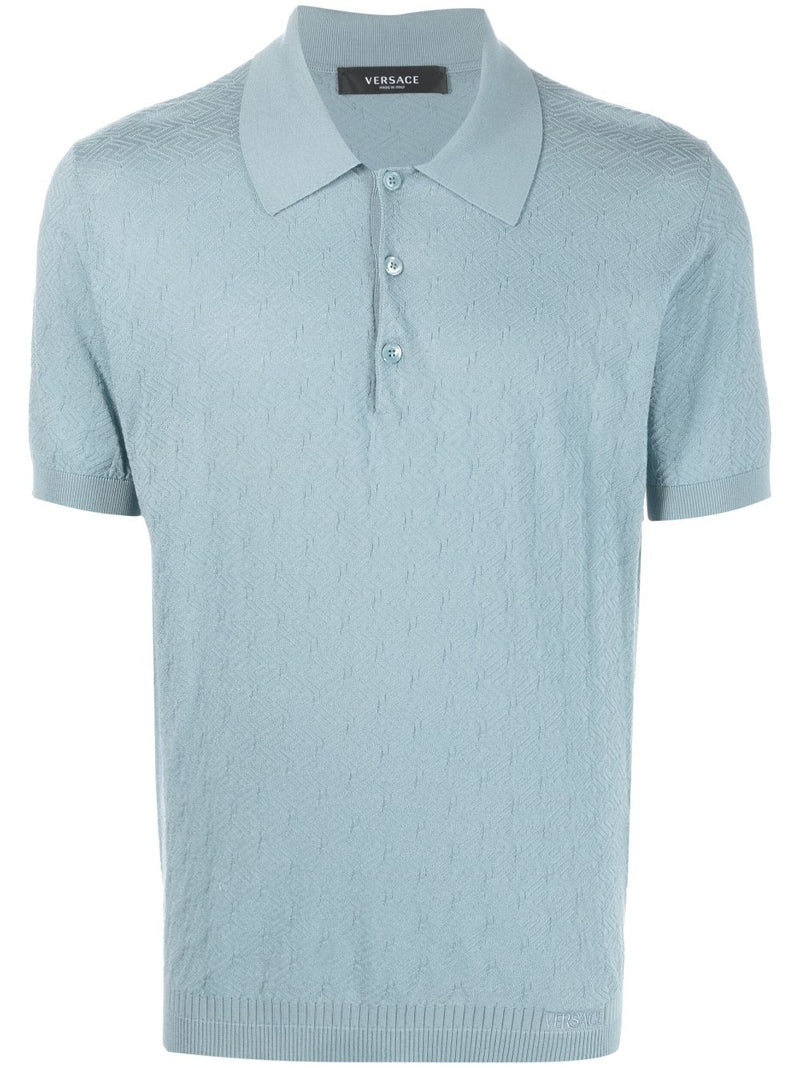 LA GRECA POINTELLE-KNIT POLO SHIRT