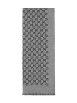 GREY GG JACQUARD WOOL SCARF
