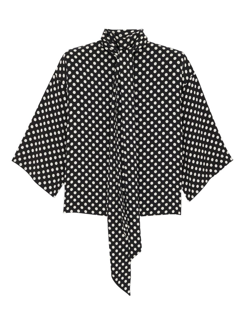 POLKA-DOT PUSSY-BOW BLOUSE