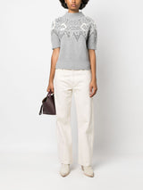 PATTERNED-JACQUARD SHORT-SLEEVED JUMPER