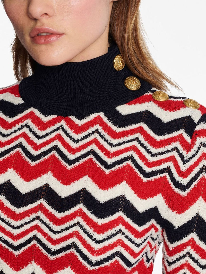 CHEVRON-KNIT ROLL-NECK JUMPER