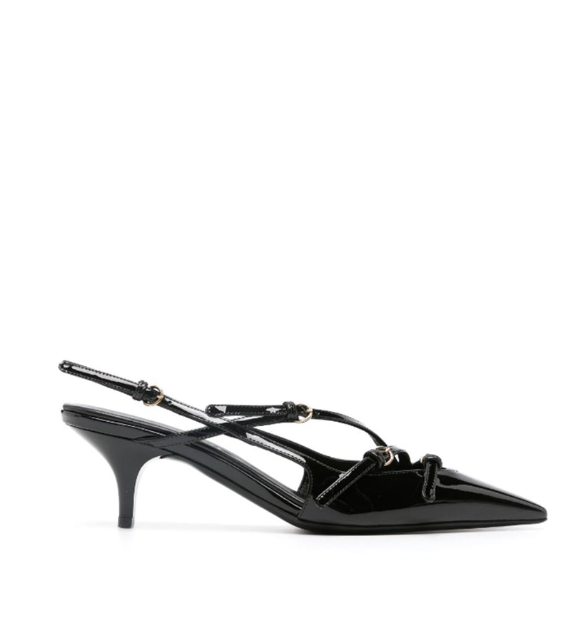 BUCKLE-EMBELLISHED SLINGBACK PUMPS