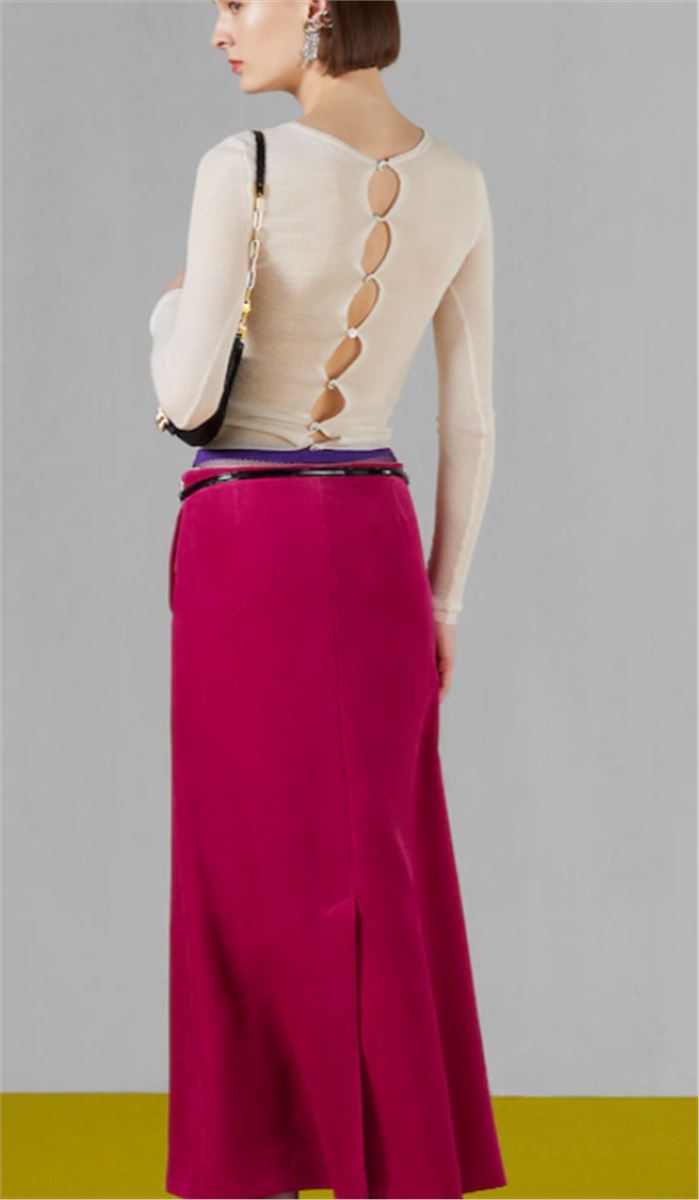 VELVET SKIRT WITH HORSEBIT BELT