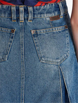 PLEATED DENIM SKIRT