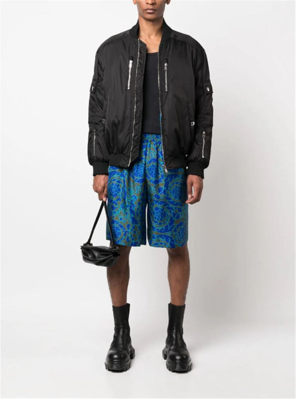 ABSTRACT-PRINT SILK SHORTS