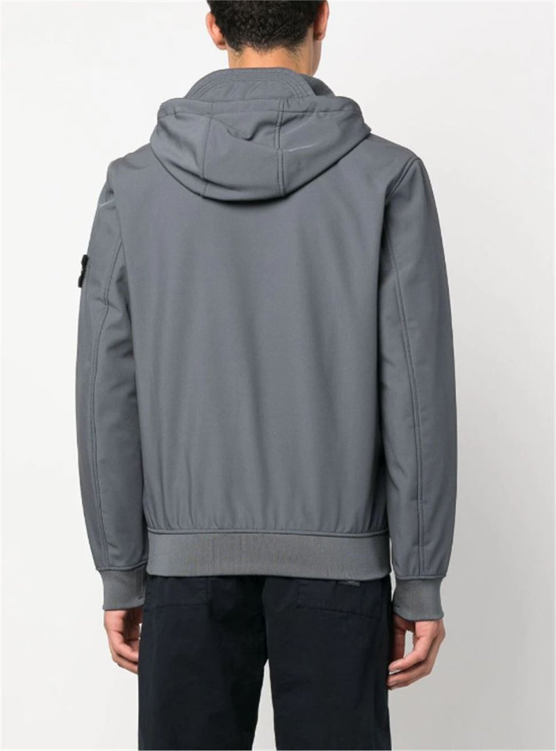 COMPASS-MOTIF HOODED JACKET