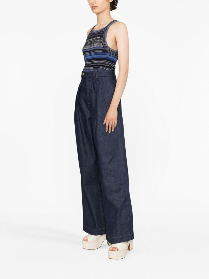 PLEATED WIDE-LEG JEANS