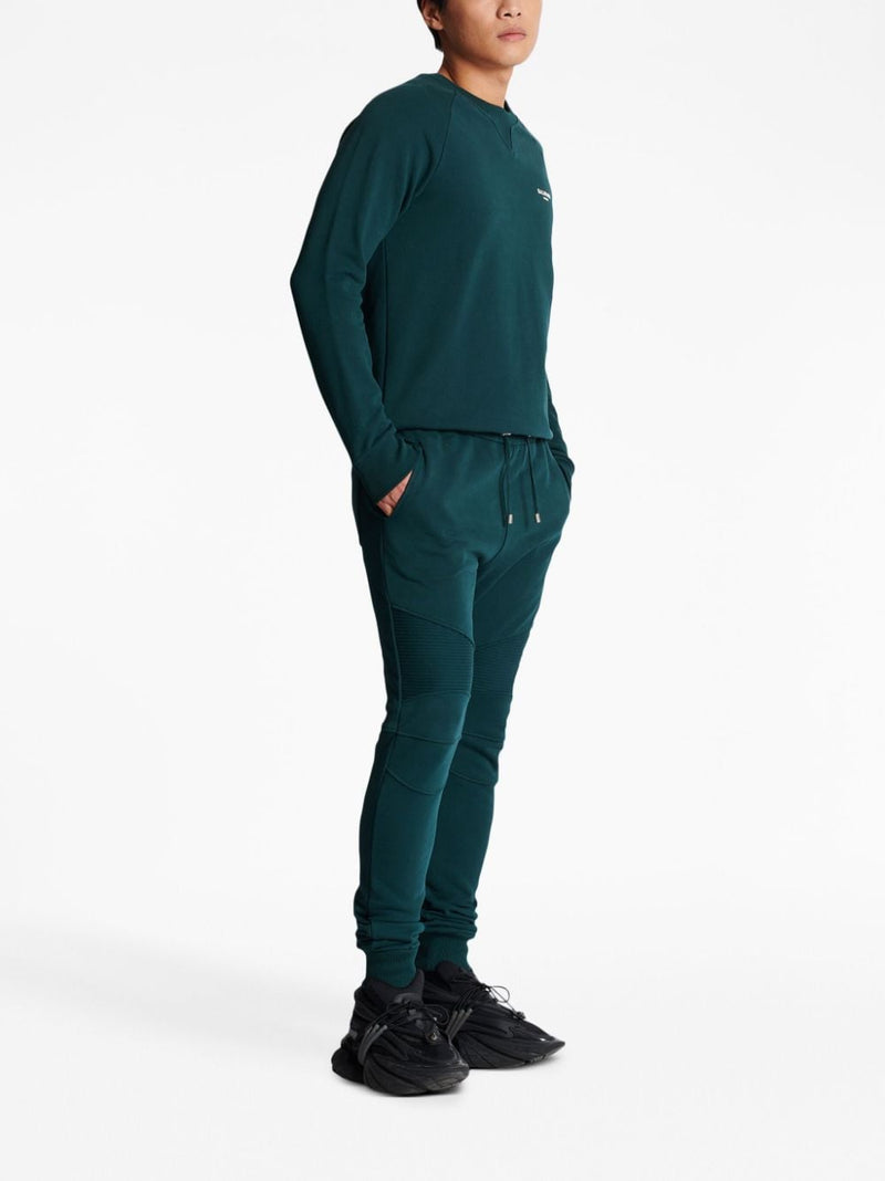 RIBBED-DETAIL DRAWSTRING TRACK PANTS