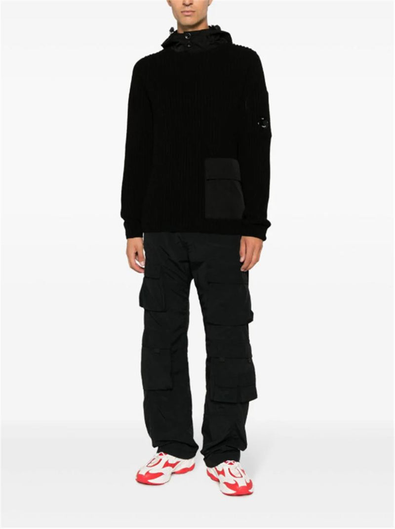LENS-DETAIL RIBBED-KNIT JUMPER