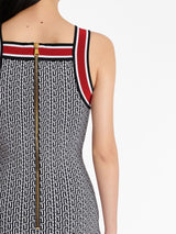 BUTTON-EMBELLISHED MONOGRAM MINIDRESS