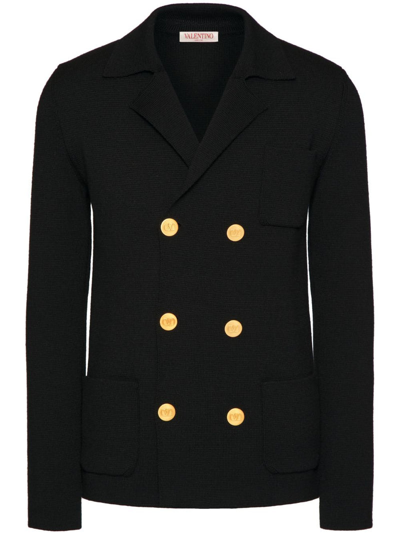 VLOGO BUTTONS WOOL KNITTED JACKET