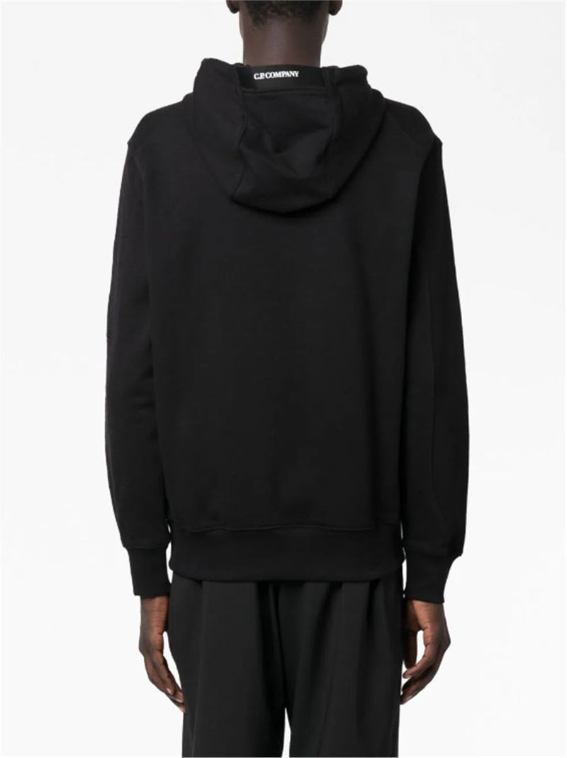 LENS-DETAIL HOODED COTTON JUMPER
