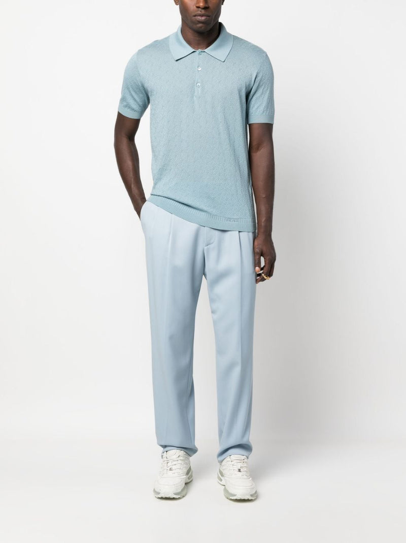 LA GRECA POINTELLE-KNIT POLO SHIRT
