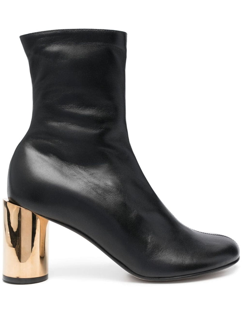 75MM ROUND-TOE LEATHER BOOTS