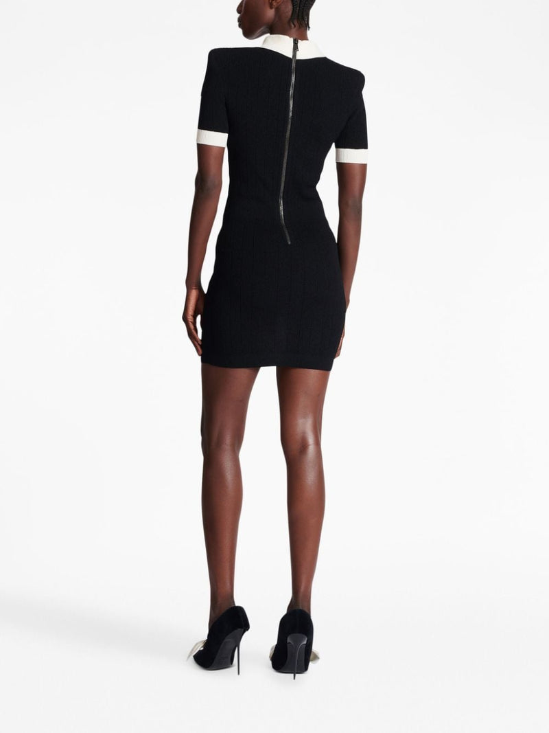 RIBBED-KNIT POLO MINIDRESS