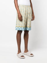 VERSACE ALLOVER-PRINT SILK SHORTS