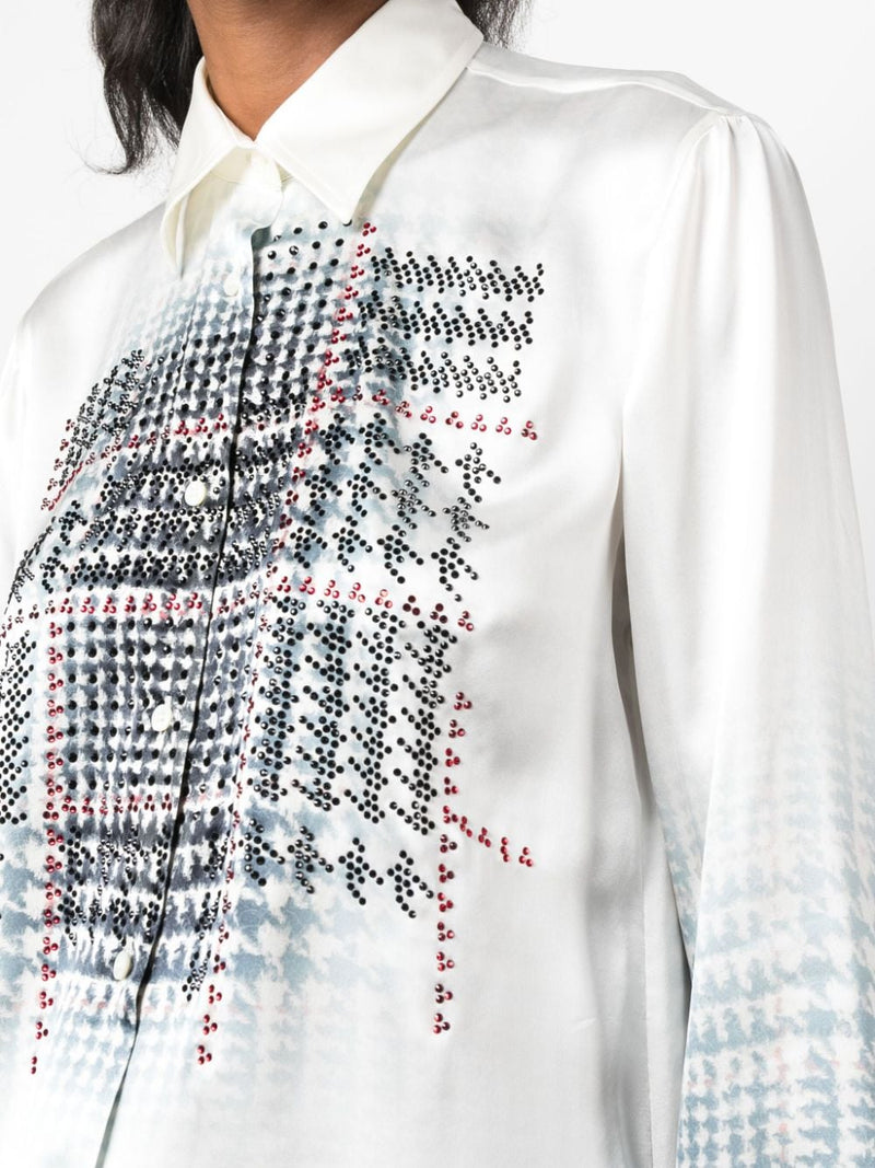RHINESTONE-EMBELLISHED SILK SHIRT