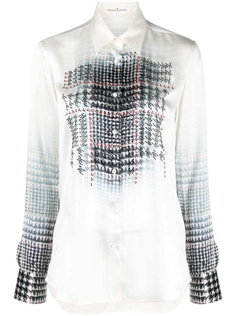 RHINESTONE-EMBELLISHED SILK SHIRT