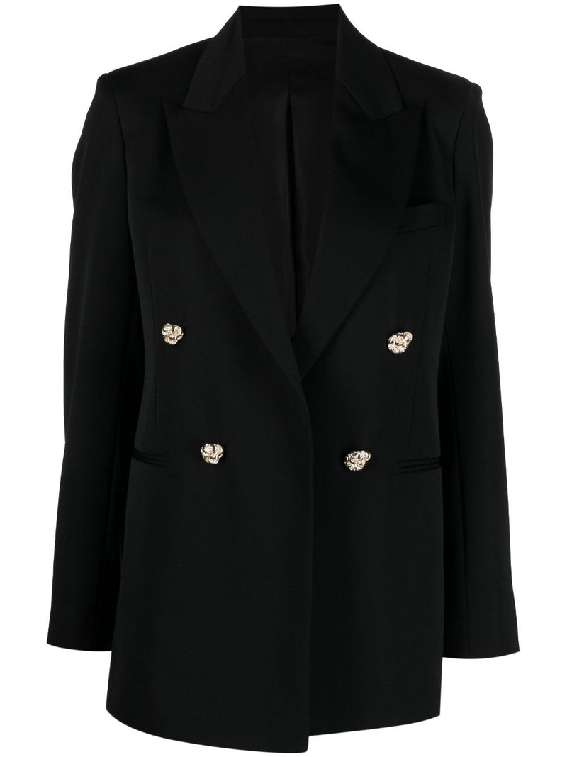 JEWEL-BUTTONS OPEN-FRONT BLAZER