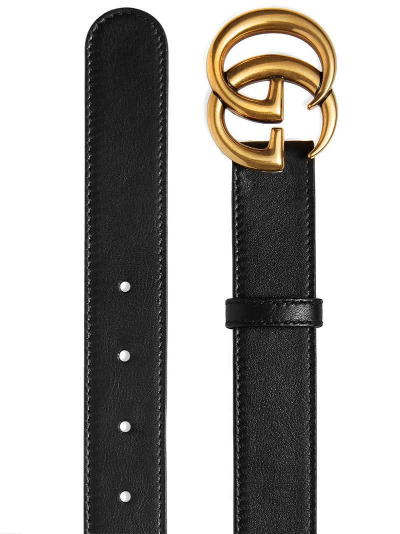 LEATHER BELT WITH DOUBLE G BUCKLE