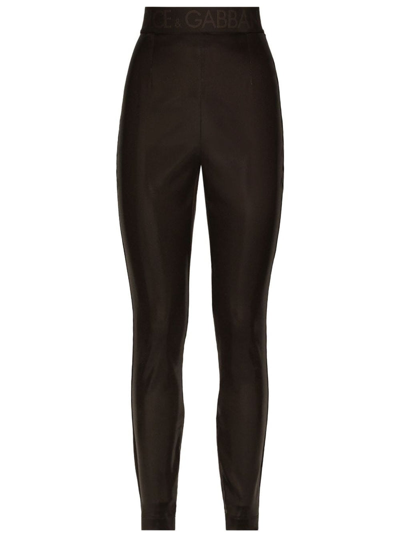 LOGO-WAISTBAND SATIN LEGGINGS