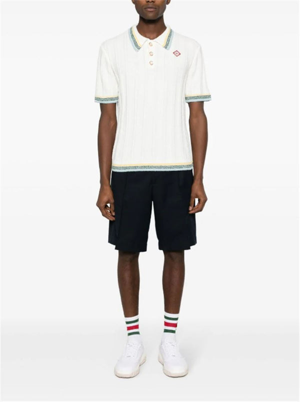 RIBBED-KNIT POLO SHIRT