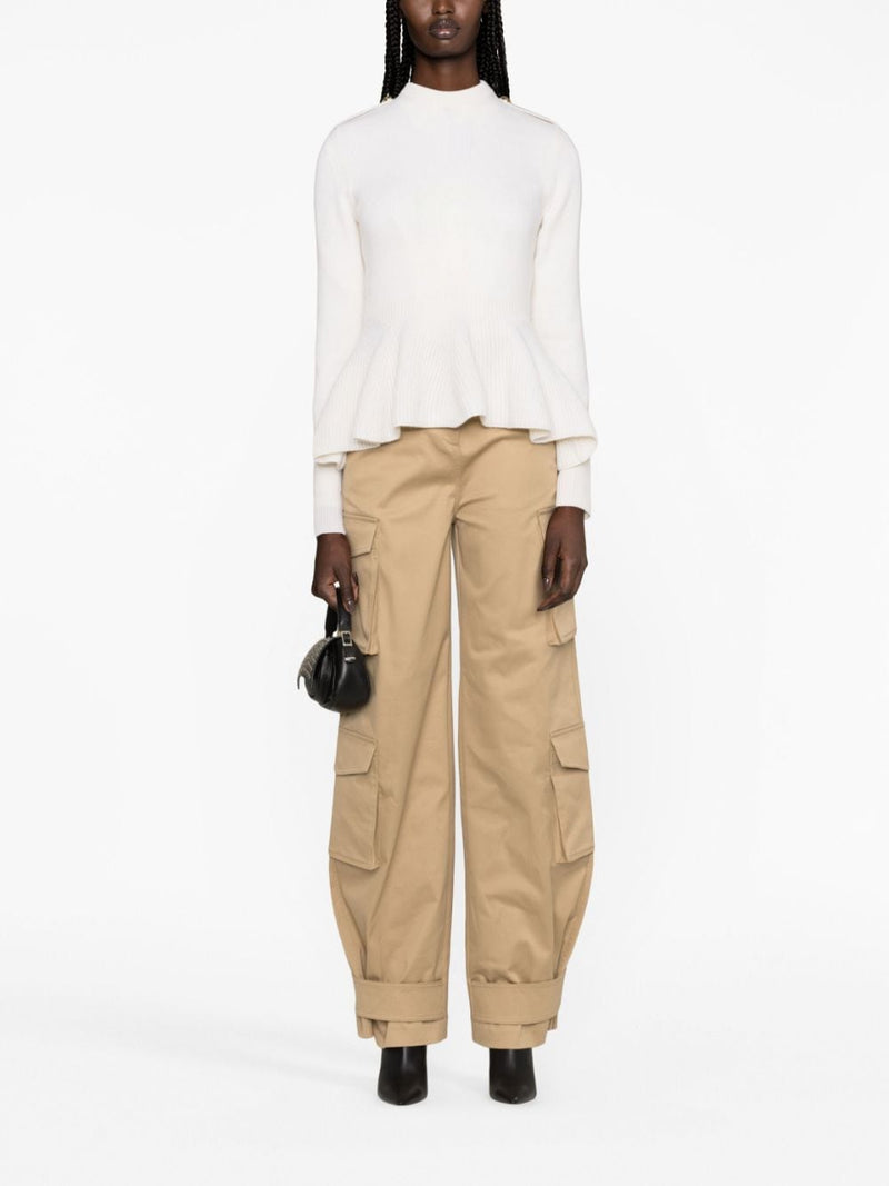 RIBBED-KNIT PEPLUM-HEM JUMPER