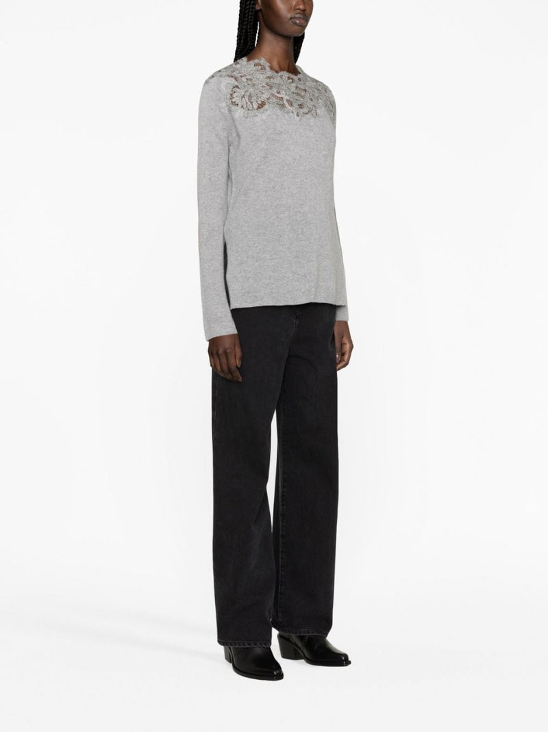 CORDED-LACE CASHMERE KNITTED TOP