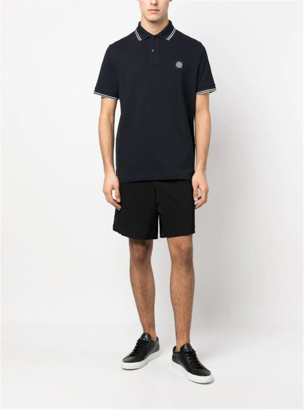 COMPASS-PATCH TIPPED POLO SHIRT