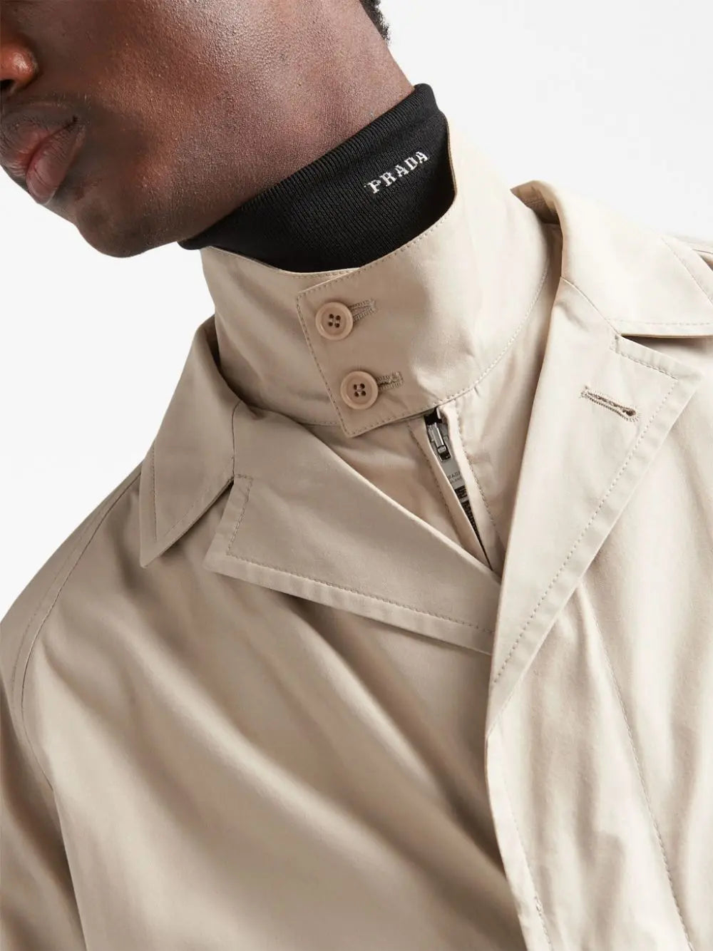 SINGLE-BREASTED COTTON OVERCOAT PRADA