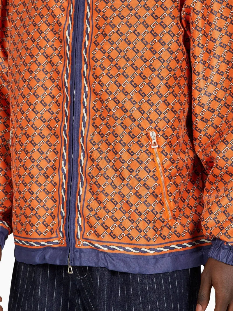 LOGO-PRINT SLOUCHY-HOOD WINDBREAKER