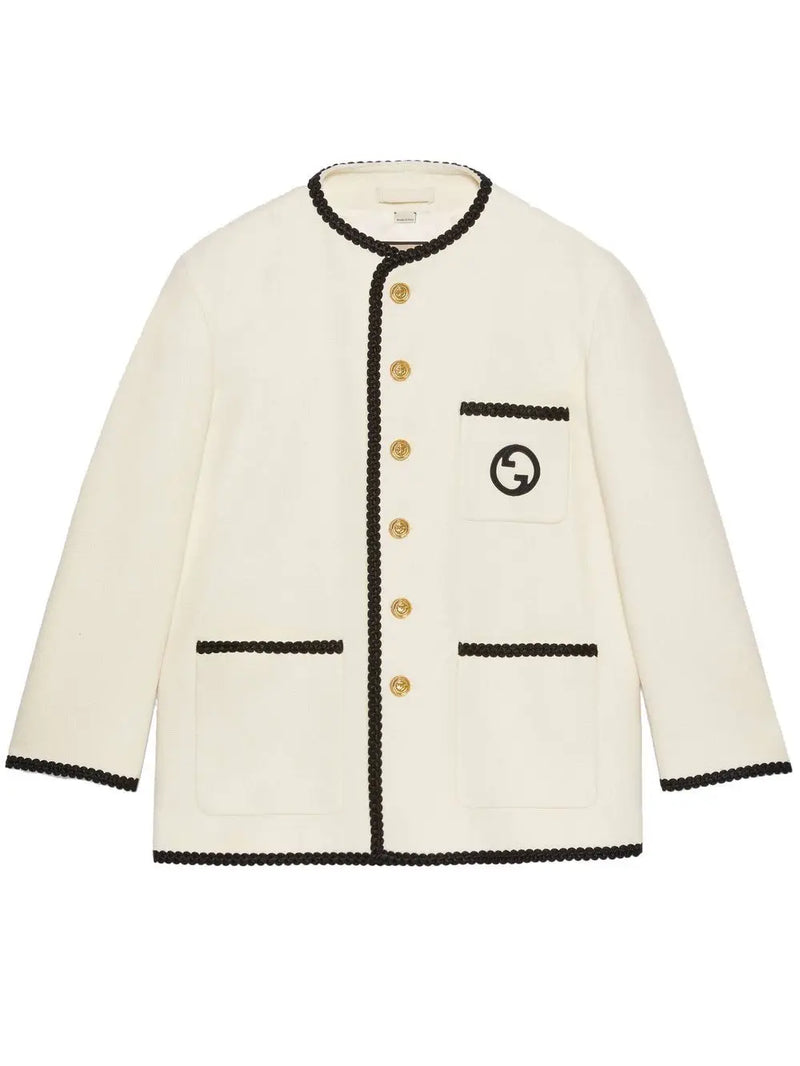 LOGO-EMBROIDERED TWEED JACKET