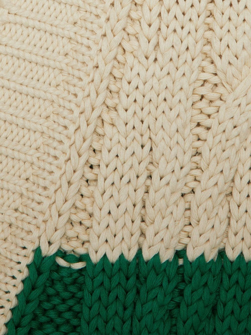 WEB STRIPE CABLE-KNIT CARDIGAN